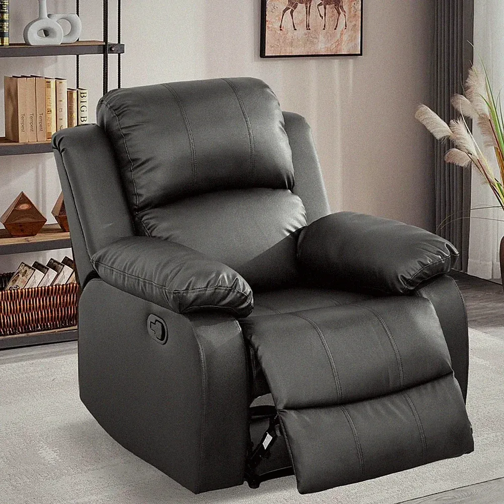 Aukfa AK-HLA7FL2003-K0 Leather Recliner Chair Overstuffed Armchair Single Sofa