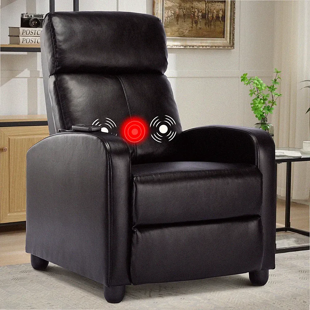 EBELLO Home Theater Seating Massage PU Leather Recliner Chair for Living Room