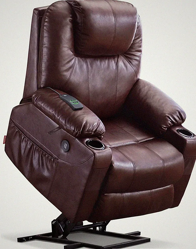 Electric Power Lift Recliner Chair Sofa Massage Heat Faux Leather USB Cup Holder