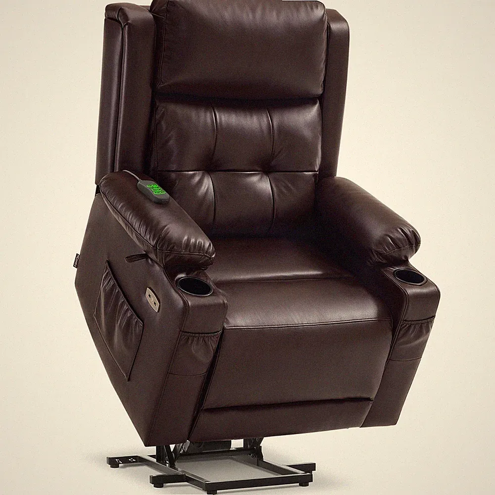 MCombo Large Dual Motor Power Lift Recliner Chair, Faux Leather 7662