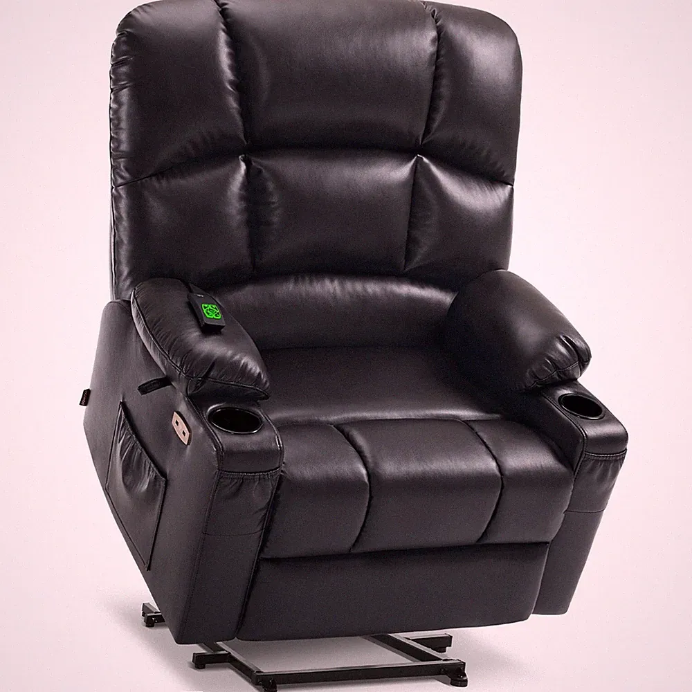 MCombo Large-Wide Lay Flat Power Lift Recliner Chair, Faux Leather R7688