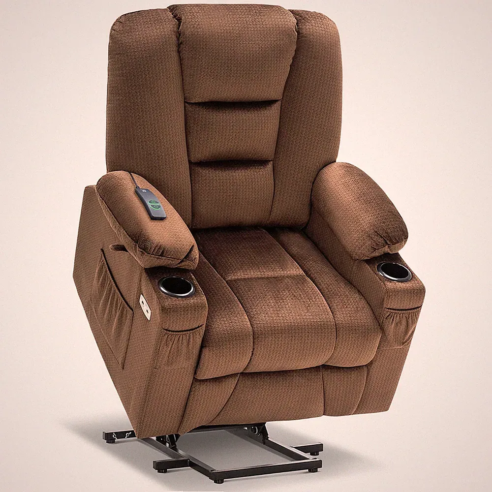 MCombo Power Lift Recliner Chair Sofa with Massage and Heat, Fabric 7529