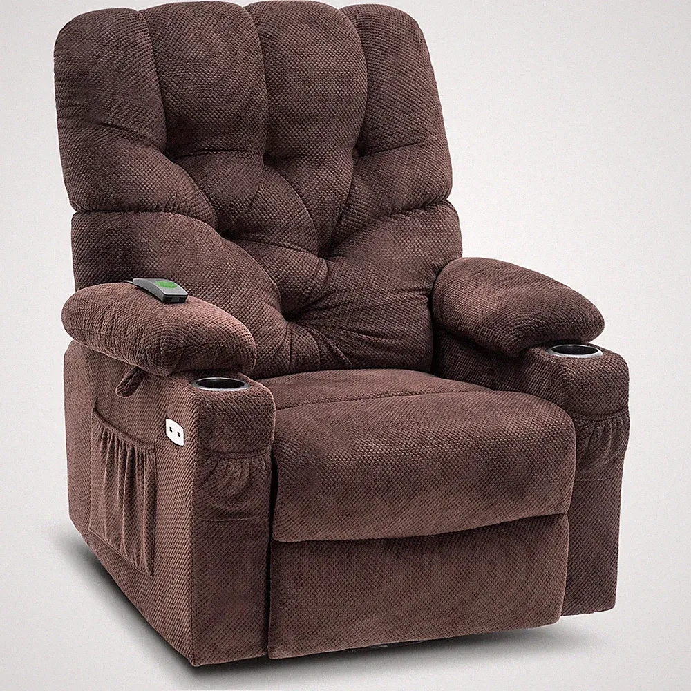 Mcombo Power Swivel Glider Recliner Chair w/ USB Cup Holder for Living Room 7797