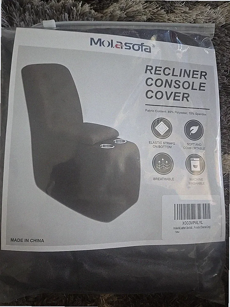 molasofa Leather Like Oversized Recliner Chair 1 Seater, Charcoal Gray