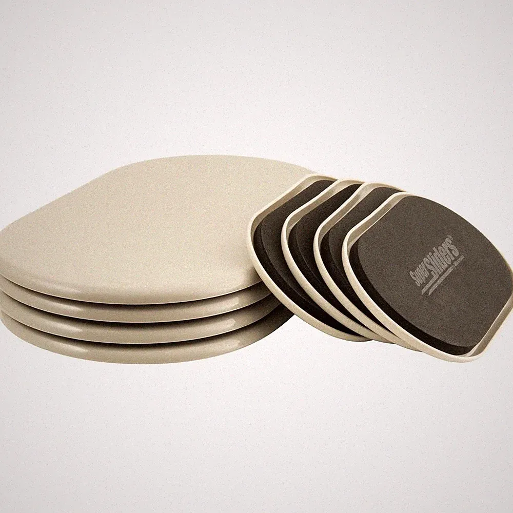 Oval Furniture Sliders for Carpet Reusable Moving Pads Beige 8 Pack Surface