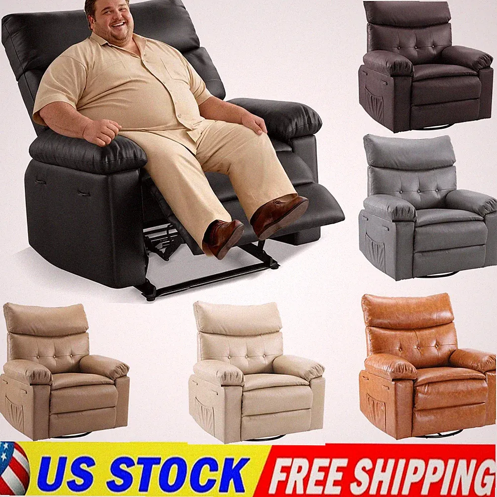 Oversized Manual Recliner Chair, PU Leather 400LB Capacity &Wide Seat Multicolor