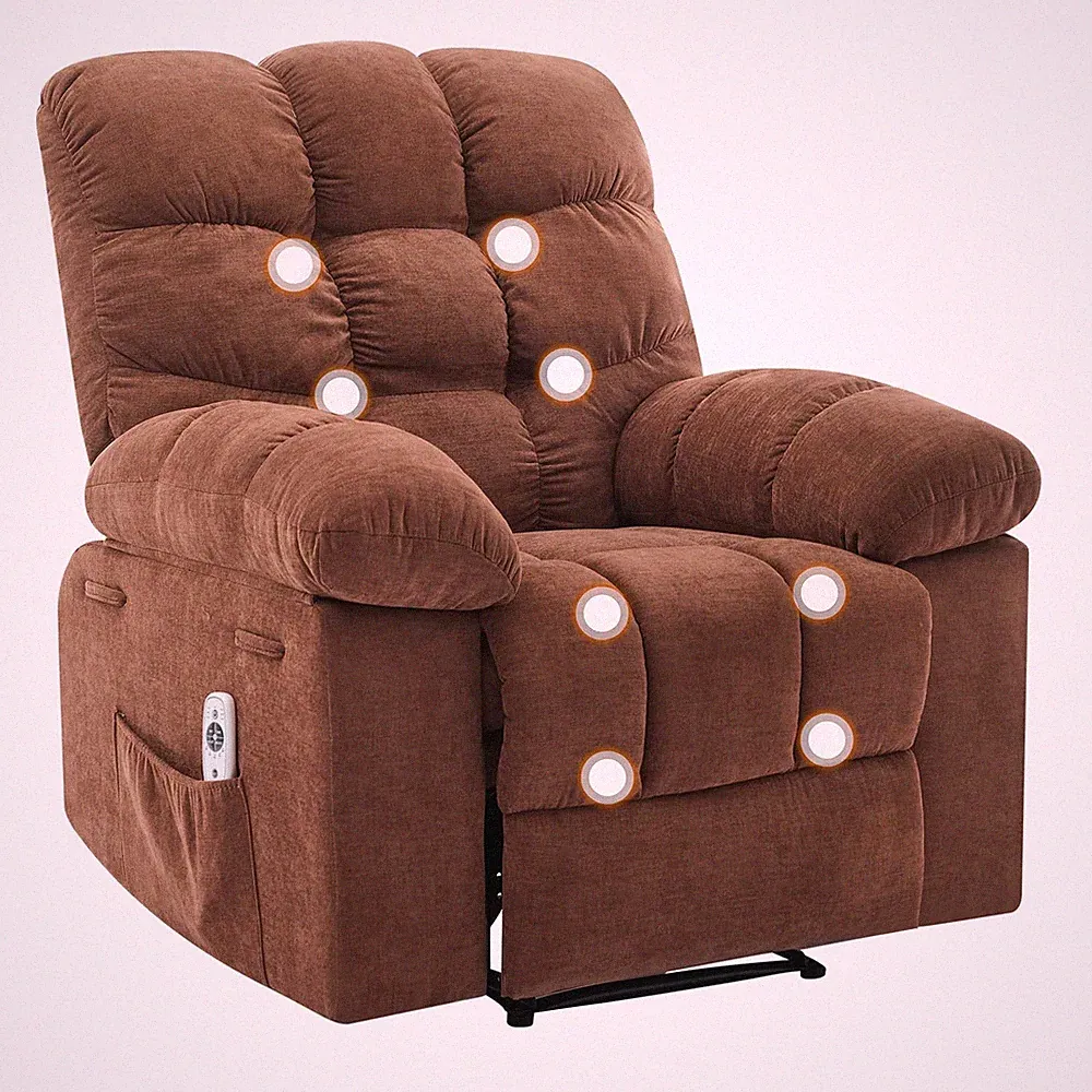 Oversized Massage Recliner Chair w/Heat & Lumbar Support Electric Power Recliner