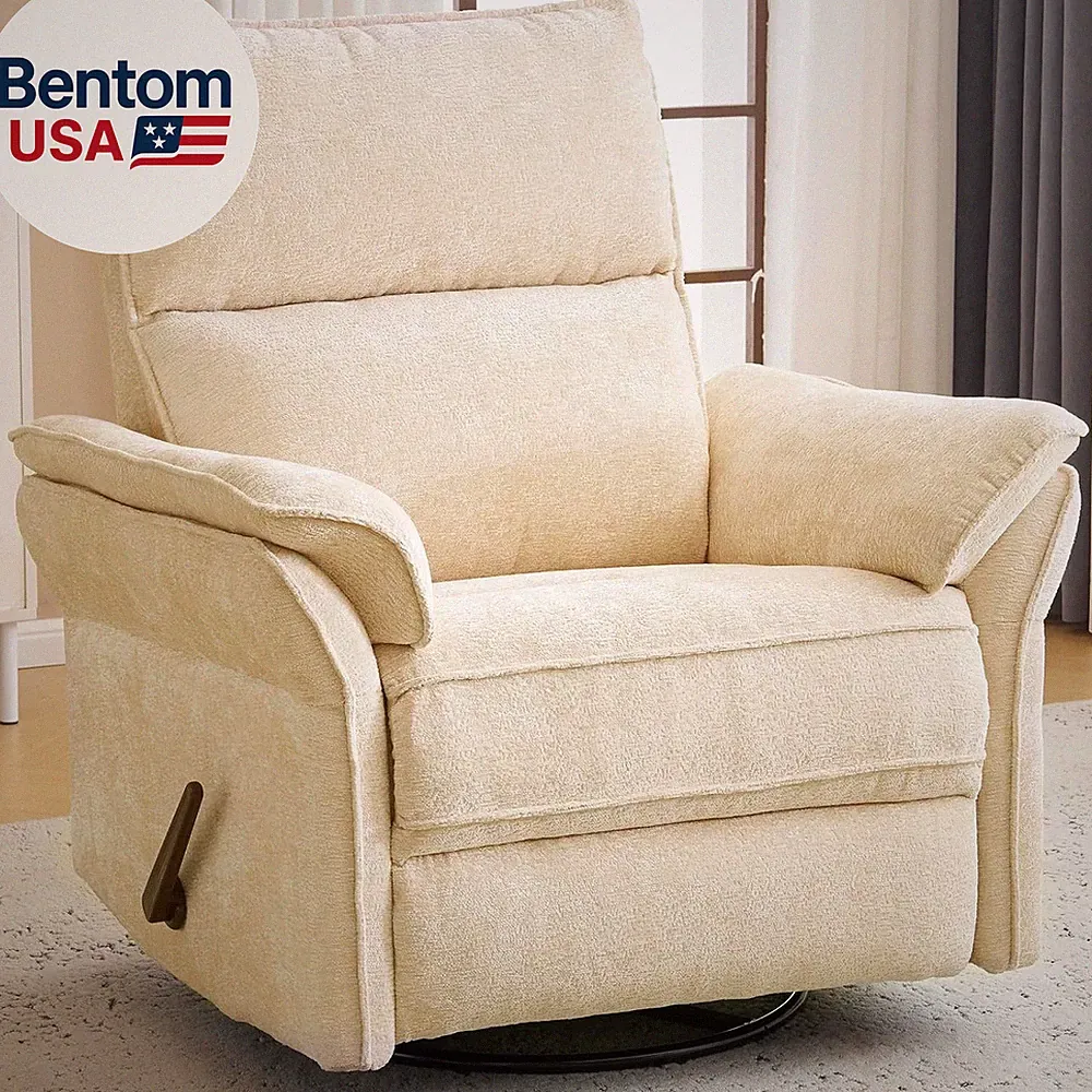 Oversized Recliner Chair, 26" Extra Wide 360° Swivel Rocker Recliner with Adjust