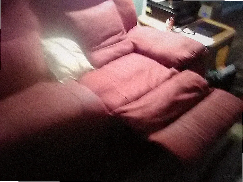 Red Long Cloth Sofa 2 end recline w/ foot rests NO SHIPPING LOCAL PICK UP ONLY